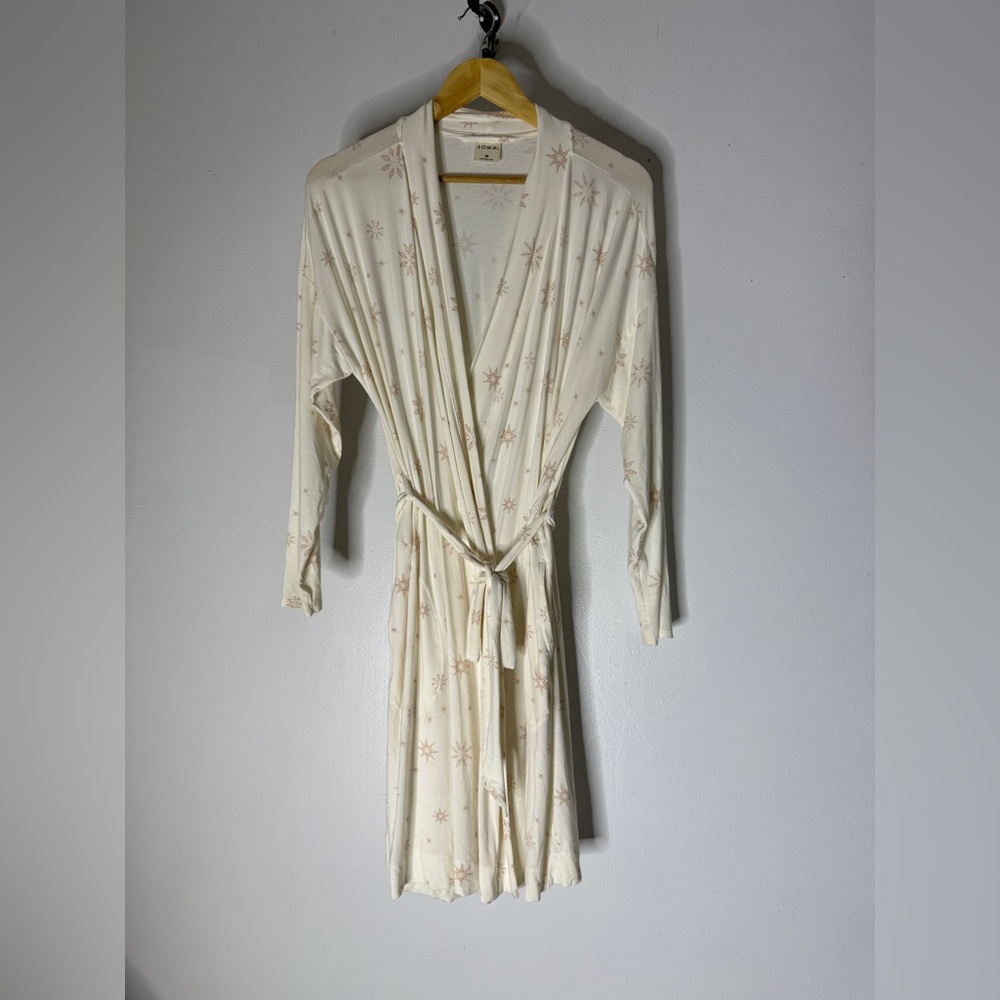 Soma White Tan Star Robe Size Medium